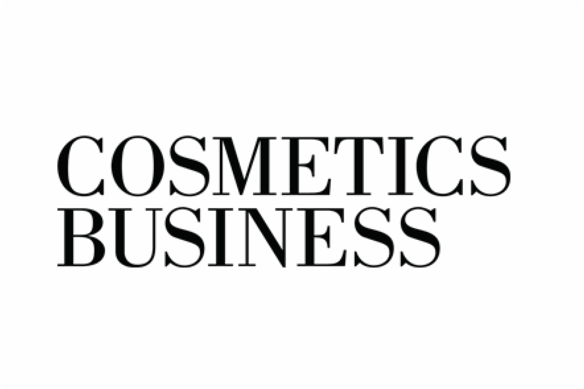 Cosmetics Business magazine logo in black on a white background