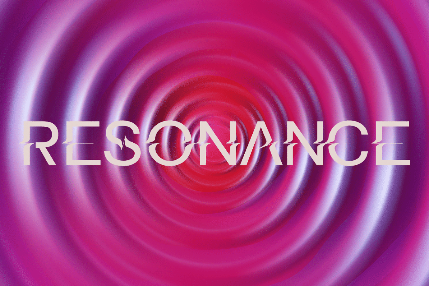 Resonance collection graphic with red and purple sound waves and bold light pink title.