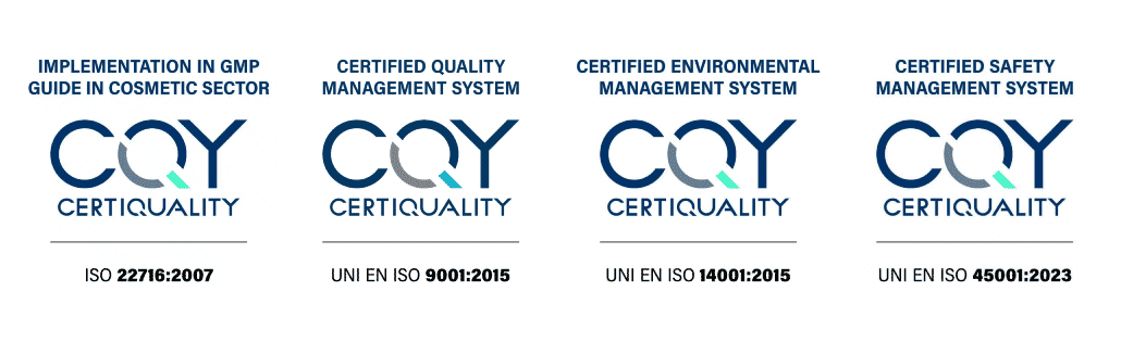 Certiquality certifications for GMP, quality, environmental, and safety systems.