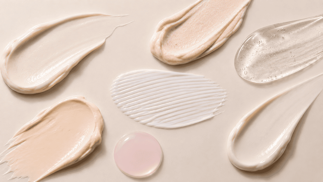 Assorted cosmetic primer textures in cream, gel and serum finishes